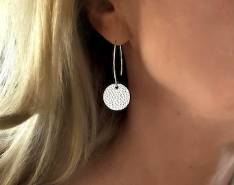 Sterling Silver Medallion Earrings | long ear hooks