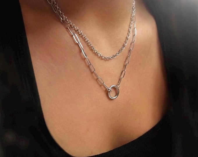 Paperclip Charm Clasp Necklace | add your own charms