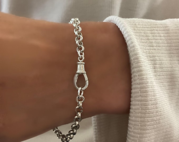 Sterling Silver Rolo Chain Bracelet | swivel clasp | silver or oxidized finish