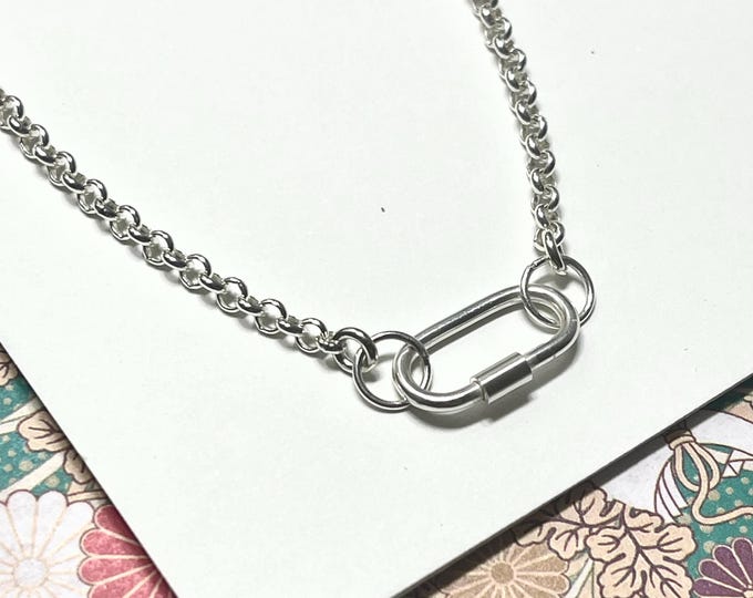 Silver Rolo Carabiner Necklace | 3mm chain | add your own charms