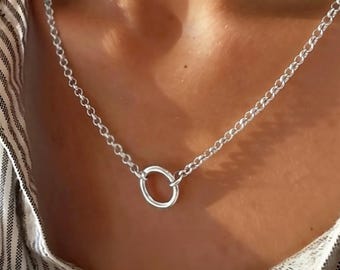 Rolo Charm Clasp Necklace | 925 Silver Premium Plate