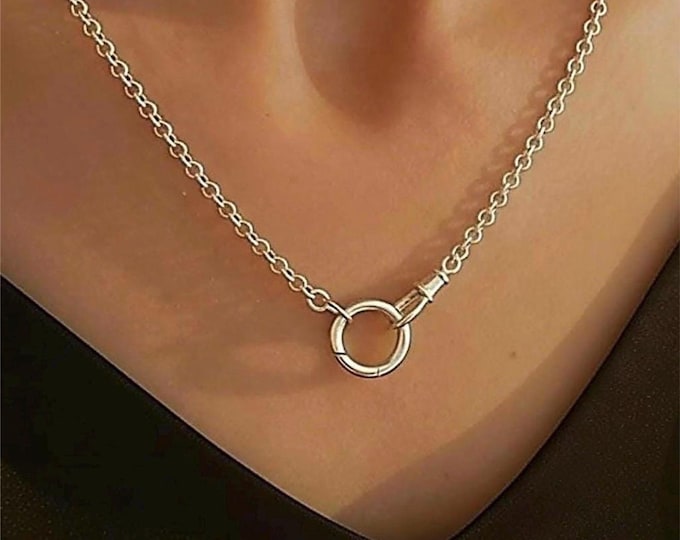 Rolo Chain Necklace | Double Clasps | Premium Silver Plate