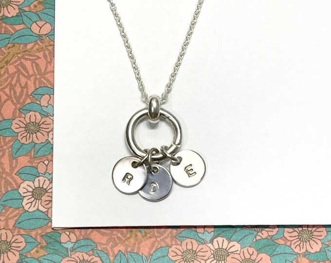 925 Silver Initials Charm Clasp Necklace | sterling silver | gift for Mom