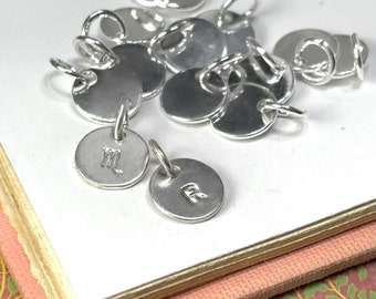 Silver Round Initial Charm | 925 sterling silver