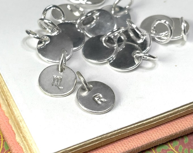 Personalized Silver Initial Charm | custom stamped | 925 sterling silver