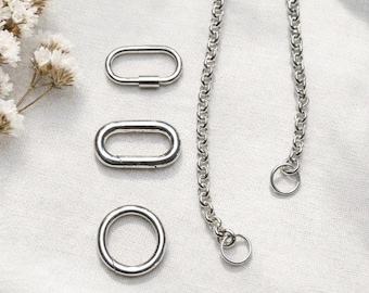 Silver Rolo Charm Clasp Necklace | 3 clasp options