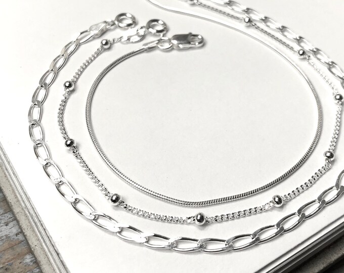 925 Silver Anklet Chain | ankle bracelet | gift for her | solid 925 sterling