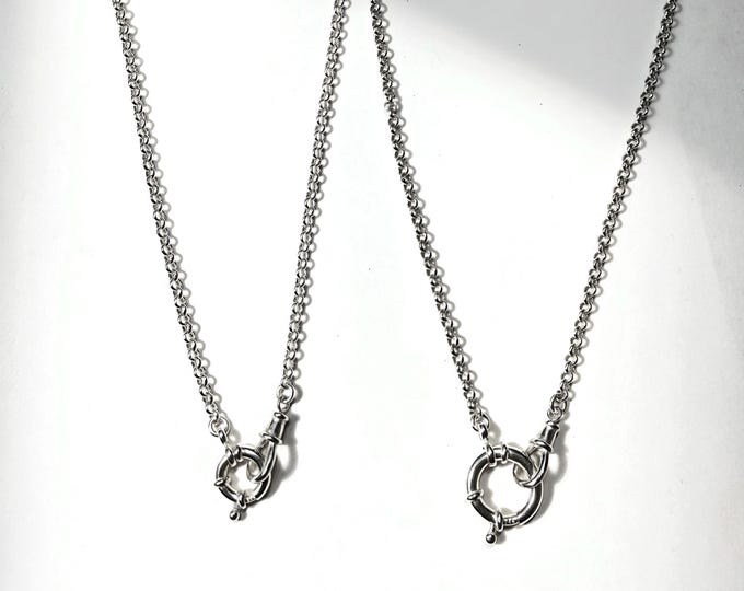 Sterling Silver Rolo Chain Necklace | Swivel + Mariner Clasps