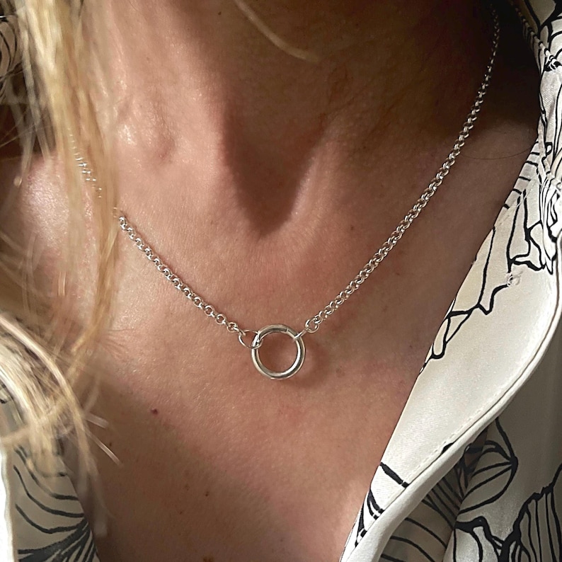 Sterling Silver Rolo Charm Clasp Necklace | Add Your Own Charms afbeelding 6