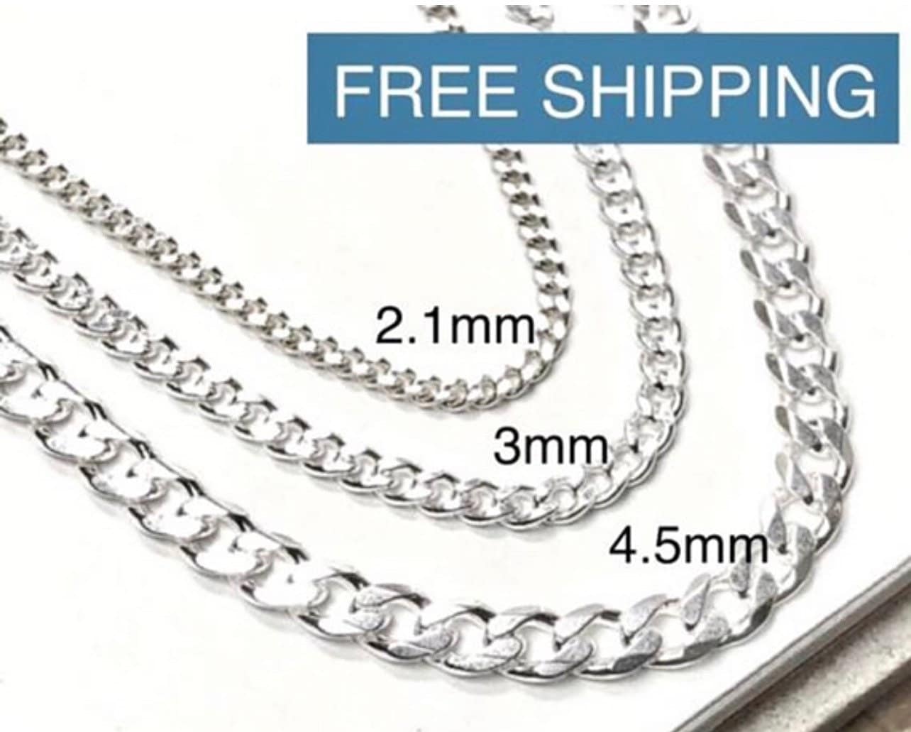 Sterling Silver Curb Chain Silver 