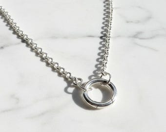 Rolo Charm Clasp Necklace | 925 Silver Heavy-Plate
