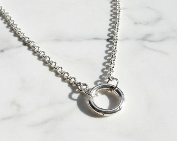 Rolo Charm Clasp Necklace | 925 Silver Heavy-Plate