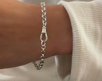 Sterling Silver Rolo Chain Bracelet | swivel clasp | silver or oxidized finish