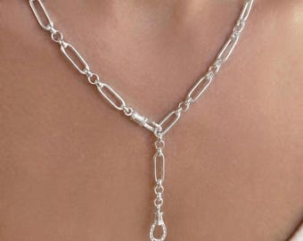 925S Double Clasp Trombone Chain | solid sterling silver