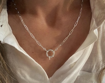 925 Sterling Silver Paperclip Chain with Mariner Clasp