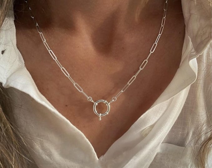 925 Sterling Silver Paperclip Chain with Mariner Clasp