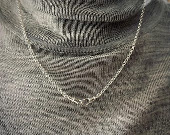 Sterling Silver Double Albert Clasp Rolo Chain Necklace