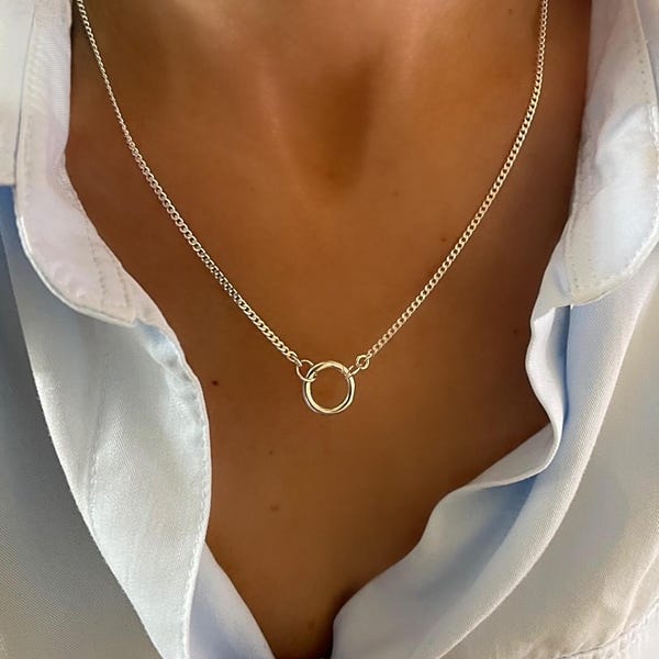 Sterling Silver Charm Keeper Necklace | 2.2mm Curb Chain