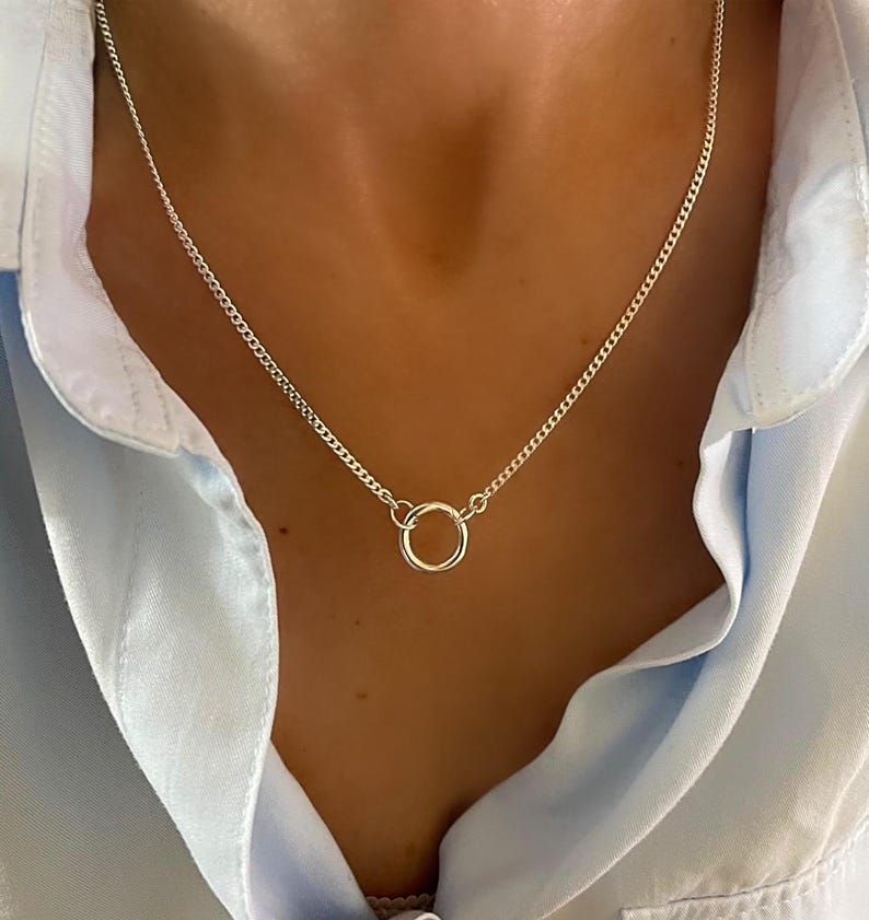 Collar con colgante de plata de ley / Cadena tipo curb de 2,2 mm imagen 1
