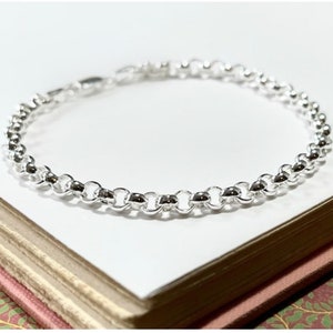 Silver Rolo Belcher Chain Bracelet 4mm wide solid 925 silver jewelry image 3