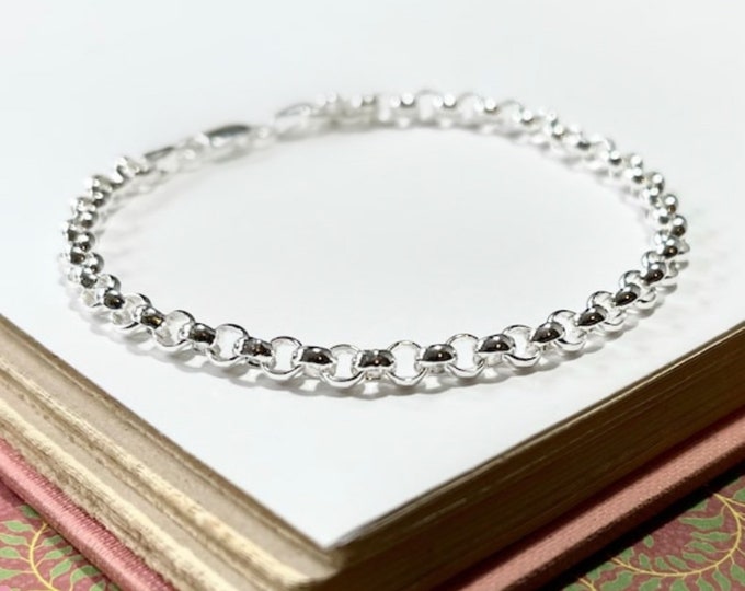 Silver Rolo Chain Bracelet | for her and him | solid sterling, 3.9mm wide