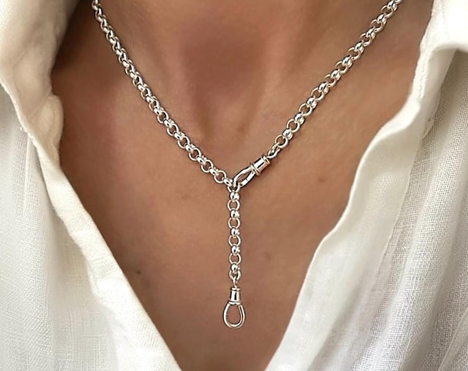 925 Double Swivel Albert Clasp Chain | rolo chain 4mm wide | solid sterling silver