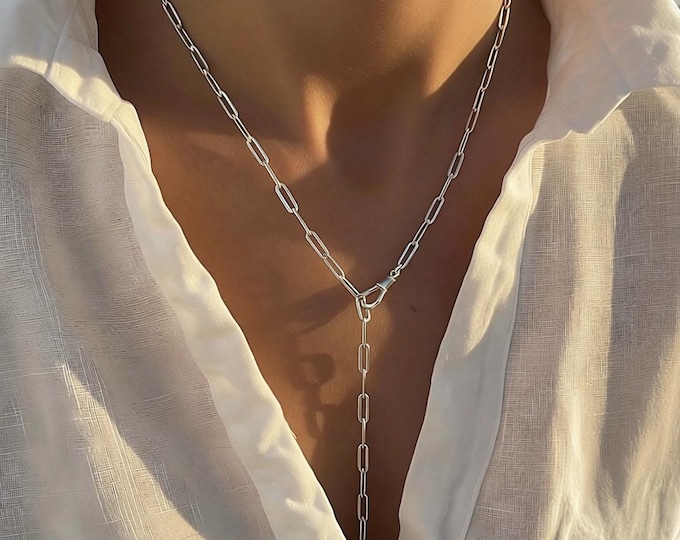Silver Paperclip Necklace | swivel clasp | 2 metal options