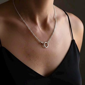 Sterling Silver Rolo Chain Necklace | Double Charm Clasp, 3mm wide chain
