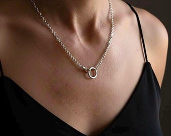 Sterling Silver Rolo Chain Necklace | Double Charm Clasp, 3mm wide chain
