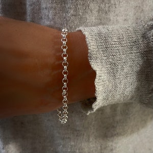 Silver Rolo Belcher Chain Bracelet 4mm wide solid 925 silver jewelry image 1