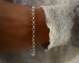 Silver Rolo Belcher Chain Bracelet | 4mm wide | solid 925 silver jewelry |