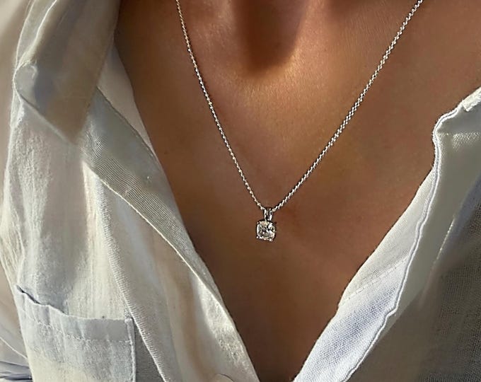 Sterling Silver Solitaire CZ Necklace