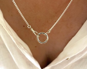 Sterling Silver Curb Chain Necklace | Swivel + Charm Clasps