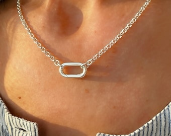 Silver Rolo Carabiner Clasp Necklace | 2 metal options