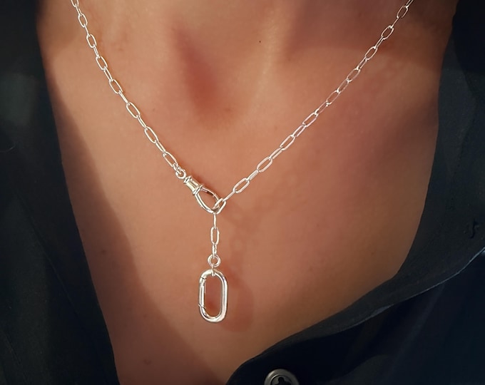 925 Silver Paperclip Necklace | Double Clasp Chain, 2.5mm Wide