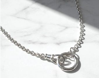 Rolo Chain Necklace | Double Clasps | Premium Silver Plate