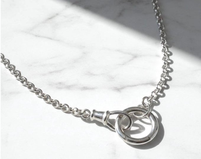 Rolo Chain Necklace | Double Clasps | Premium Silver Plate