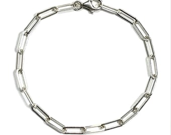 925 Silver Paperclip Bracelet for her or him • choose width + length