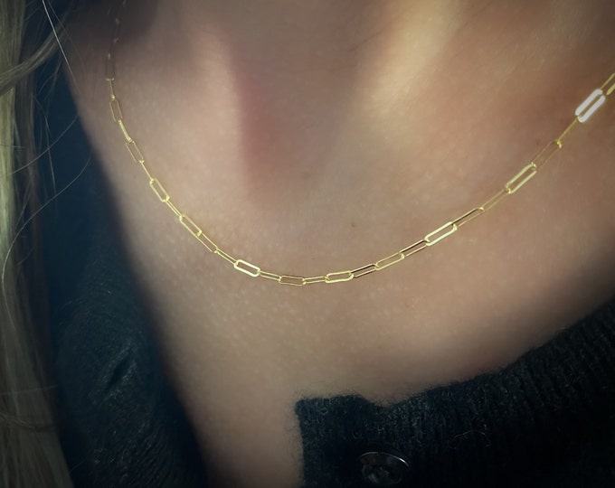 Dainty Gold Paperclip Chain Necklace | 14k gold filled | gift for her