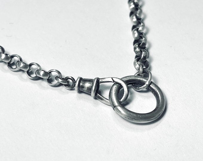 Antiqued Sterling Silver Rolo Necklace | Double Clasp | 4mm rolo chain