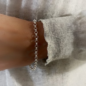 Sterling Silver Rolo Chain Bracelet or Anklet | swivel clasp image 8