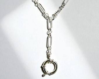 Sterling Silver Double Clasp Trombone Chain | adjustable length