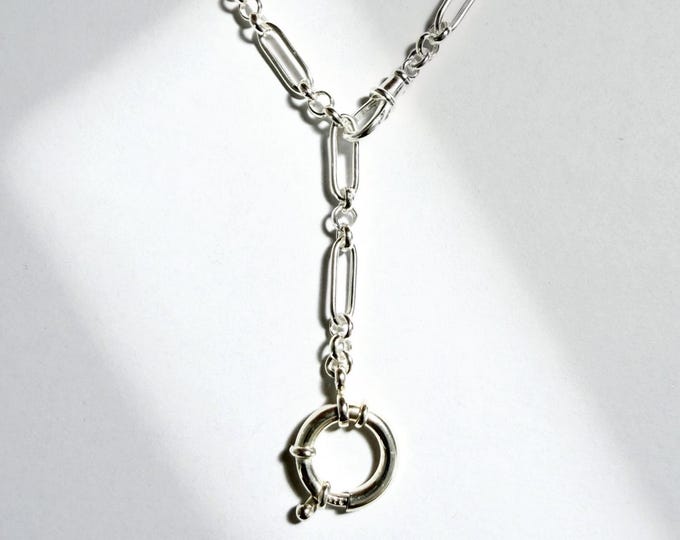 Sterling Silver Double Clasp Trombone Chain | adjustable length