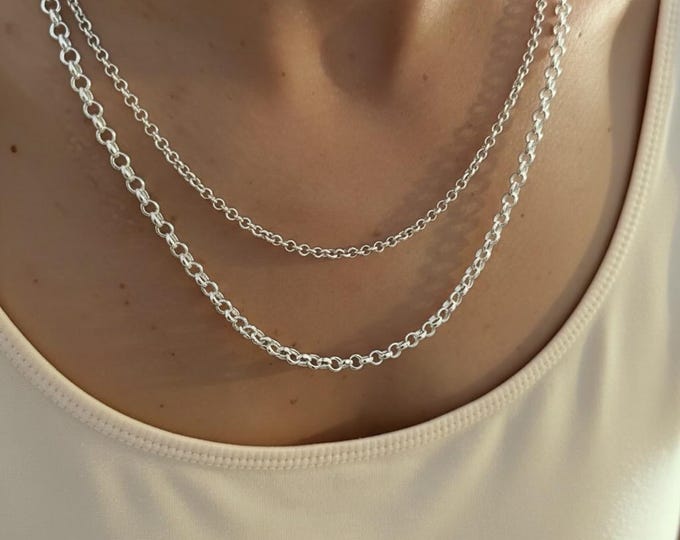Silver Rolo Chain Necklace | 2 width options