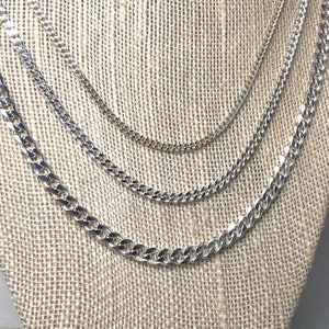 Silver Curb Chain Necklace Men, Women, Teens solid 925 sterling 14 24 lengths image 5