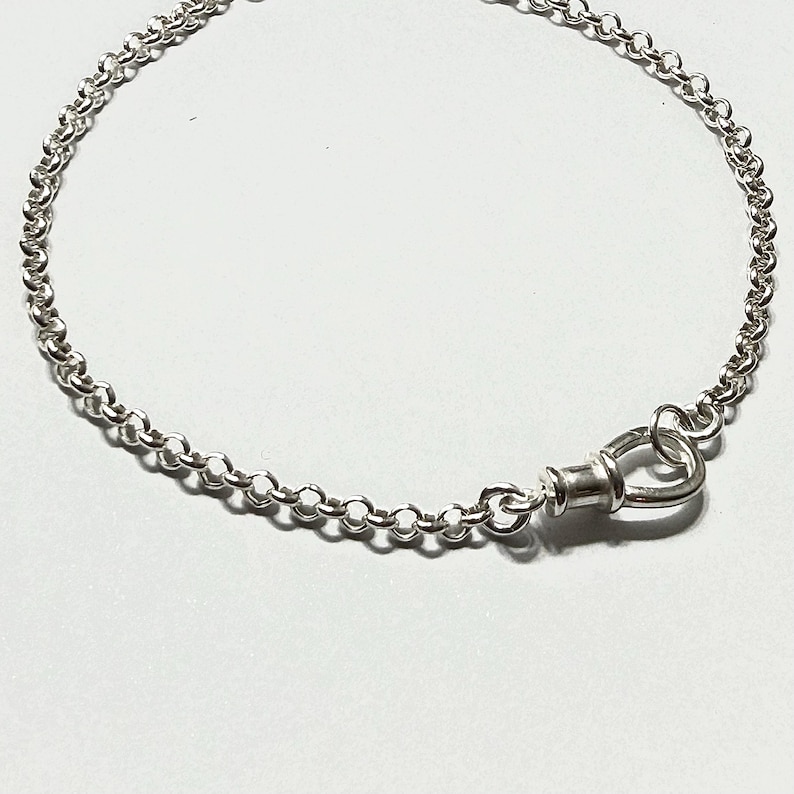 Sterling Silver Rolo Chain Bracelet or Anklet | swivel clasp image 9