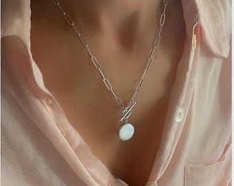 Coin Pearl Toggle Necklace
