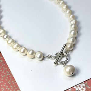 Pearl Toggle Clasp Necklace pearl pendant 925 sterling silver image 5