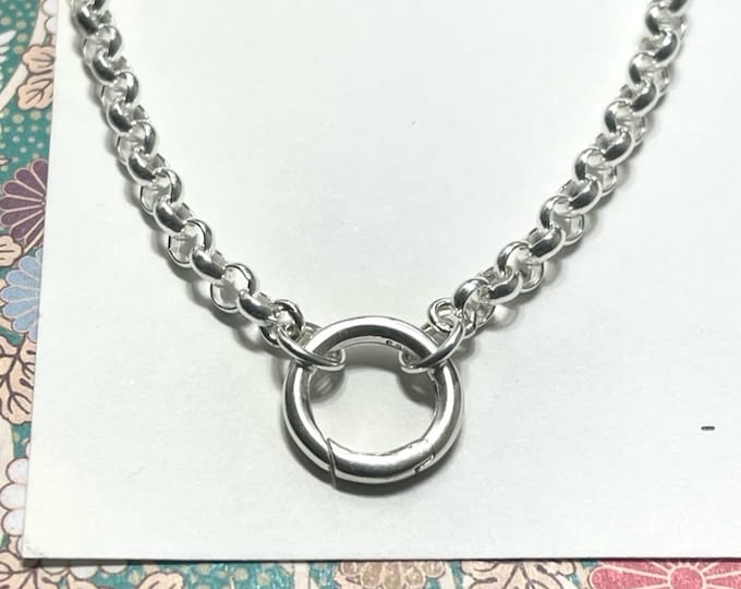 925 Silver Rolo Charm Clasp Necklace | add your own charms | 4mm wide | NO TARIFFS for USA customers