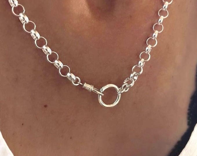 Sterling Silver 6mm Rolo Chain Necklace | Swivel & Charm Clasp